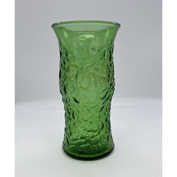 VINTAGE Green Crinkle Glass Flower Vase E.O. Brody Co. Cleveland Ohio (DR8) - Picture 1 of 3